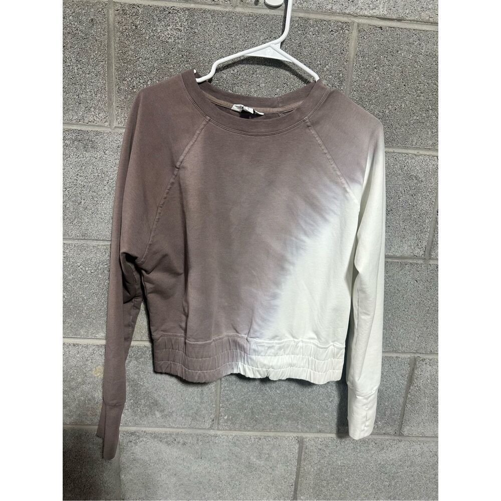 Joy Lab Women's Mocha Cream Cropped Sweatshirt Small Thumb Holes Athletic